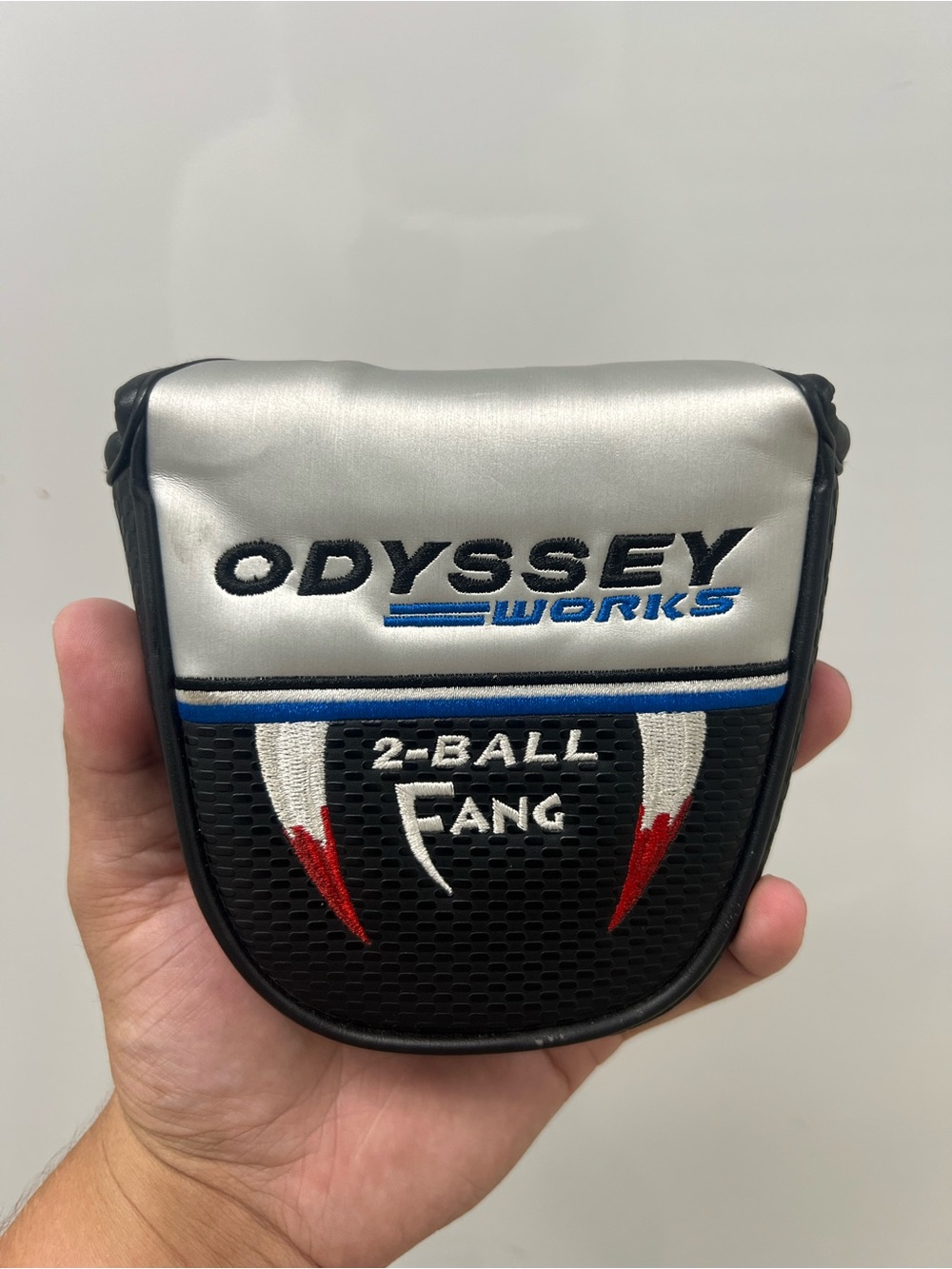 Odyssey Works Silver & Black 2-Ball Fang Putter Cover